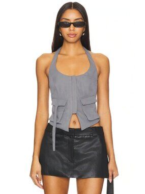 Superdown Kamryn Halter Top in Gray Small New With Out Tags Womens